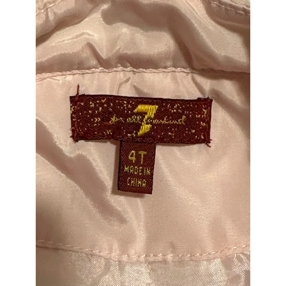 7 For All Mankind Girls Toddler Pink Puffer Vest Mock Neck Elastic Waist Size 4T
